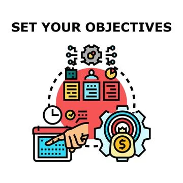 Setting business objectives and achieving financial goals 스톡 일러스트