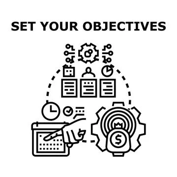 Setting business objectives and achieving financial goals Stock Illustration