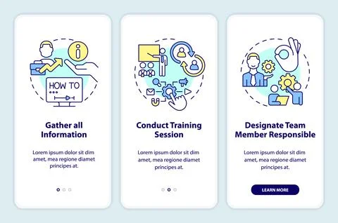 Setting up business software tips onboarding mobile app screen Stock Illustration