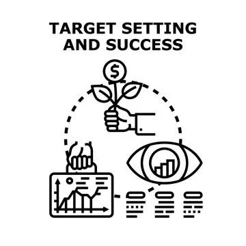 Setting business targets and achieving financial success Stock Illustration