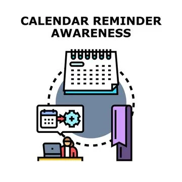Setting calendar reminders for digital event organization Ilustración de archivo