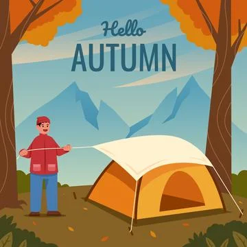 Setting Up Camping Tent Stock Illustration
