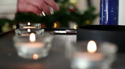 Setting Up Candles for Holidays Video stock 10734679
