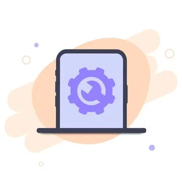 Setting up cell phone vector, repair fix and maintenance cellphone service Stock Illustration