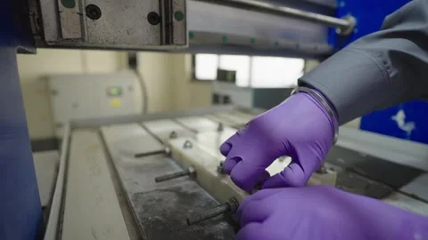 Setting up CNC Router machine and Placing acrylic glass fiber Stock Footage 322150534