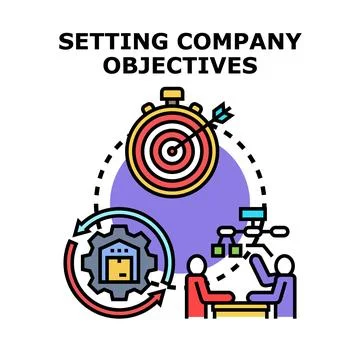Setting company objectives and achieving business goals Stock Illustration