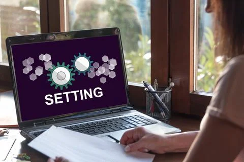 Setting concept on a laptop screen Stock Photos
