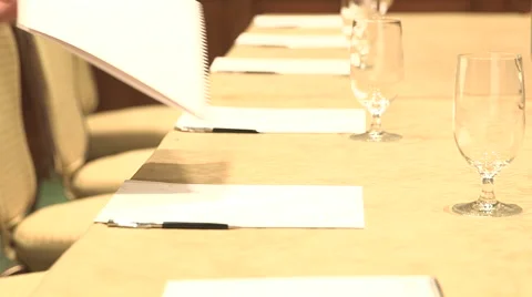 Setting Up the Conference Room Stock Footage 49774762