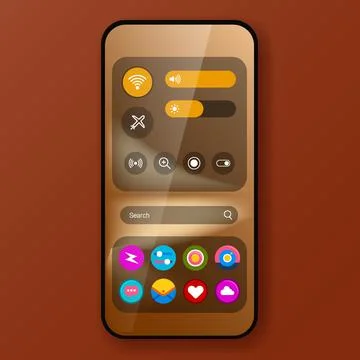 Setting control user interface home screen realistic smartphone design Stock Illustration