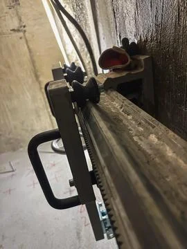 Setting up core drilling equipment at construction site during building ren.. Stock Photos