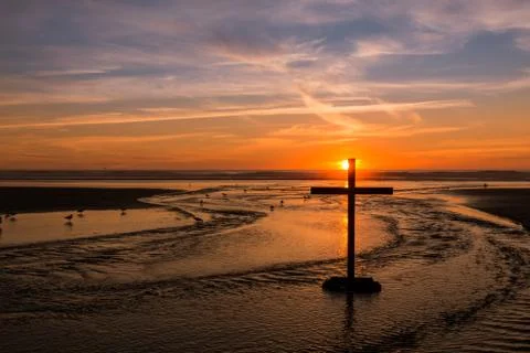 Setting Cross Waters Stock Photos