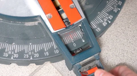 Setting cut angle of miter saw Stock Footage 61149463