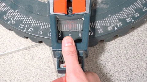 Setting cut angle of miter saw Stock Footage 61149464