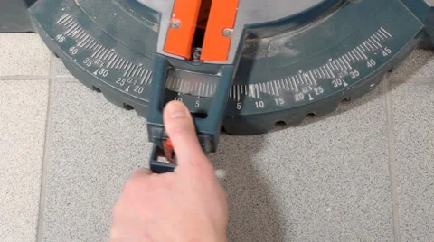 Setting cut angle of miter saw Stock Footage 61149468