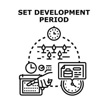 Setting development period for business growth planning Stock Illustration