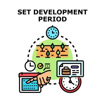 Setting development period for business growth planning Stock Illustration