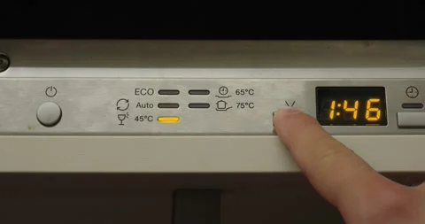 Setting Up Dishwasher Program Close Up Stock-Footage 342345059