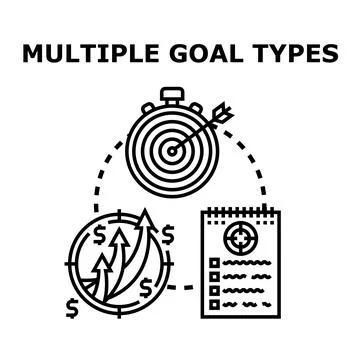 Setting diverse goals achieving financial growth and success Stock Illustration