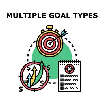 Setting diverse goals achieving financial growth and success Stock Illustration
