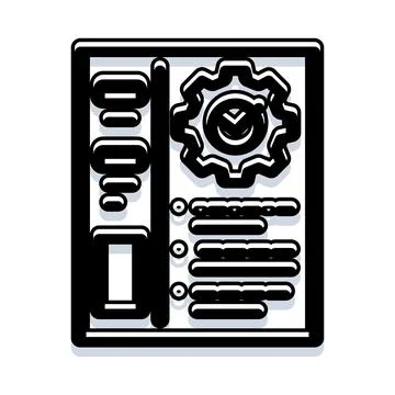 Setting up document with gear and checklist Stock Illustration