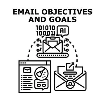 Setting email marketing objectives and communication goals Stock Illustration