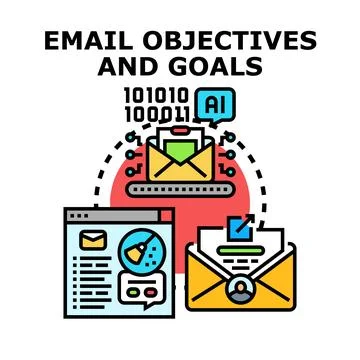 Setting email marketing objectives and communication goals Stock Illustration