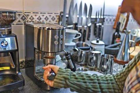 Setting Up Espresso Shot Stock Photos