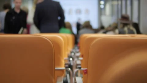 This setting features modern orange seating designed specifically for a Stock Footage 284908016