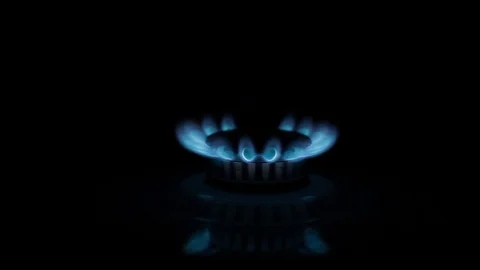 Setting fire gas on a kitchen stove Stock Footage 116504406