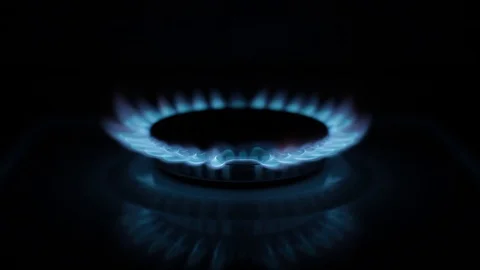 Setting fire gas on a kitchen stove Stock Footage 116504458