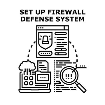 Setting up a firewall defense system Illustrazione stock