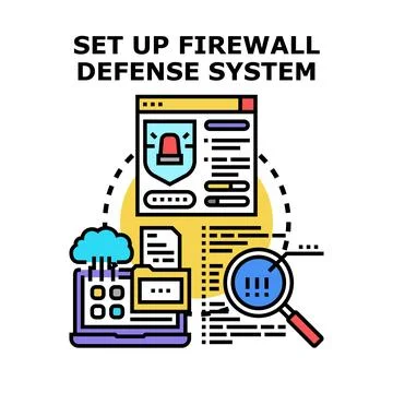 Setting up a firewall defense system Stock Illustration