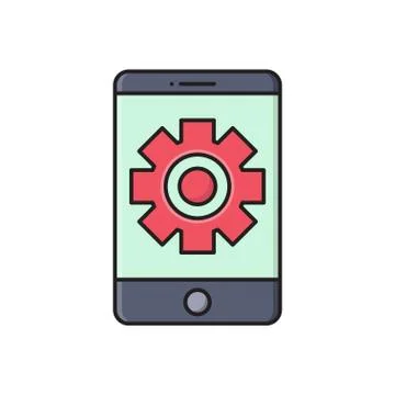 Setting flat color icon 스톡 일러스트