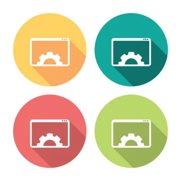 Setting Gear App Flat Icons Set Stock Illustration