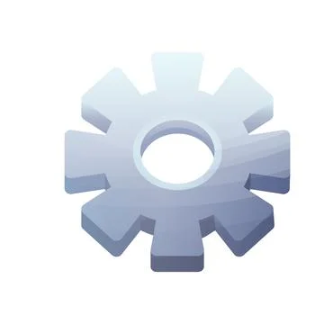 Setting gear icon, game button symbol in cartoon style isolated on white Stock Illustration