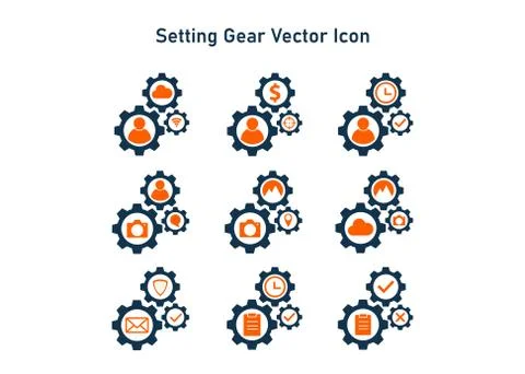 Setting gear icon set Stock Illustration