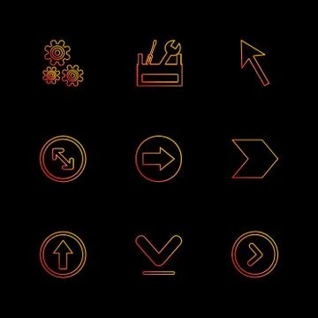 Setting , gear , tools , pointer , next , arrows , directions , left , right  Stock Illustration
