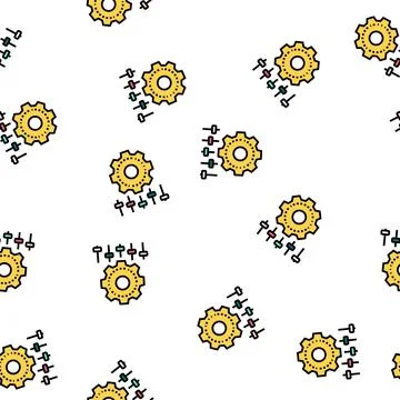 Setting gear vector seamless pattern Illustrazione stock