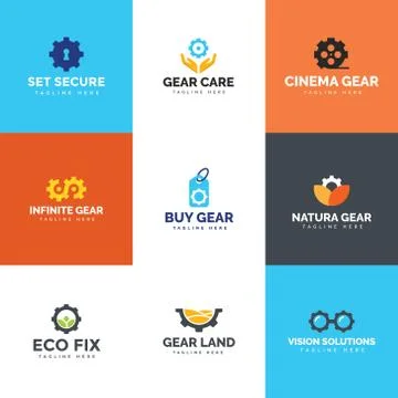 Setting Gears Logo Vectors Pack Stock Illustration
