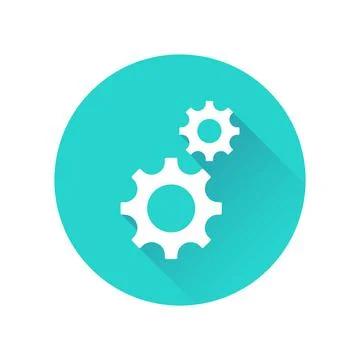 Setting Gears Wheel Round Shadow App Icon Stock Illustration