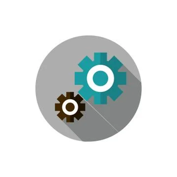 Setting gears work business strategy icon block shadow Stock Illustration