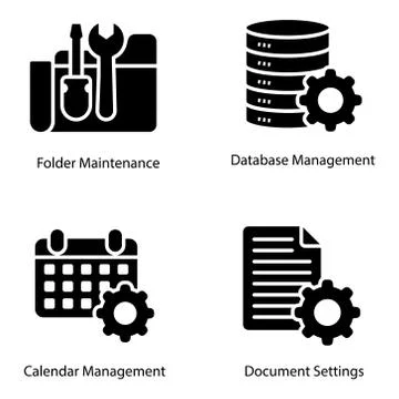 Setting Glyph Icons Design Stock Illustration
