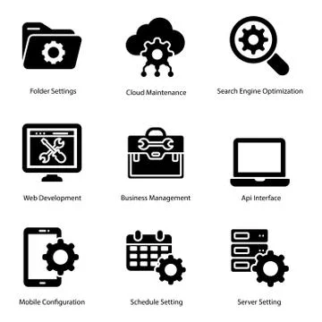 Setting Glyph Icons Stock-Illustration