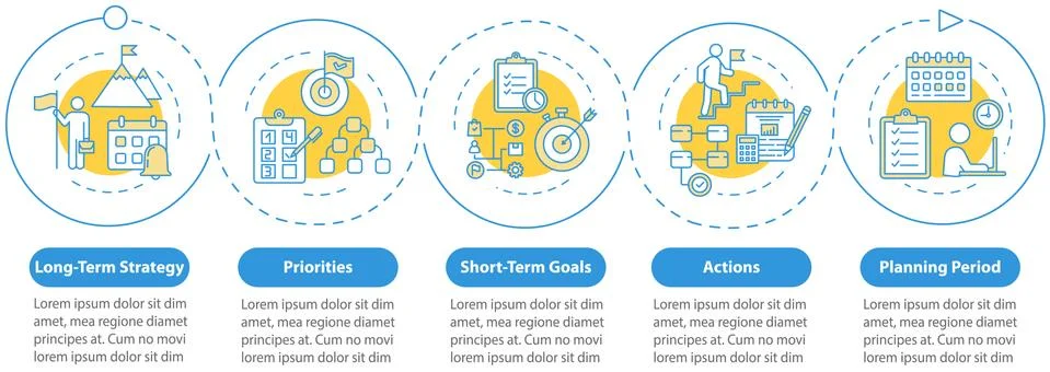 Setting goal vector infographic template. Building business presentation design Ilustración de archivo