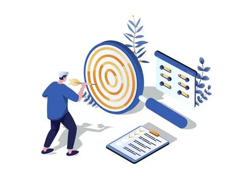 Setting Goals Isometric Illustration Stock Illustration
