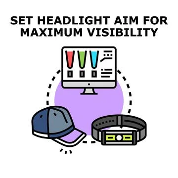 Setting headlamp aim for maximum visibility concept Stock Illustration
