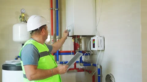 Setting a heating schedule for a house connected to a smart home system. A Stock Footage 322731118