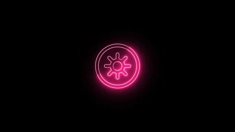 Setting icon animation glowing neon  gear sign symbol on black background Stock Footage 311559886