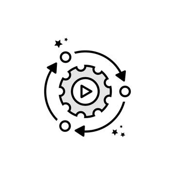 Setting Icon Gear and Circular Arrows Representing Ongoing Workflow Stock Illustration