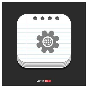 Setting icon Gray icon on Notepad Style template Vector EPS 10 Free Icon Stock Illustration